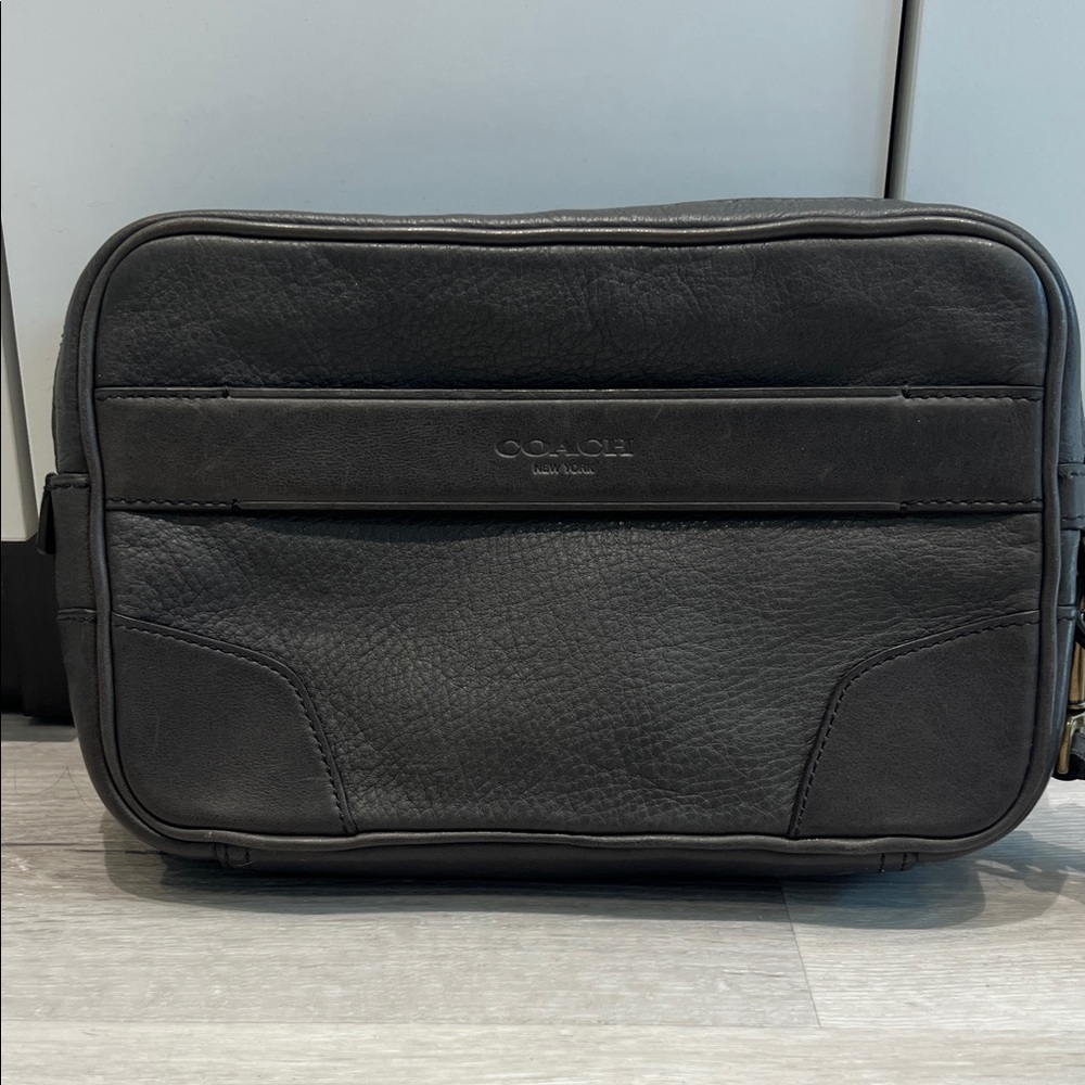 Coach Grey Leather Clutch w/ wrist strap